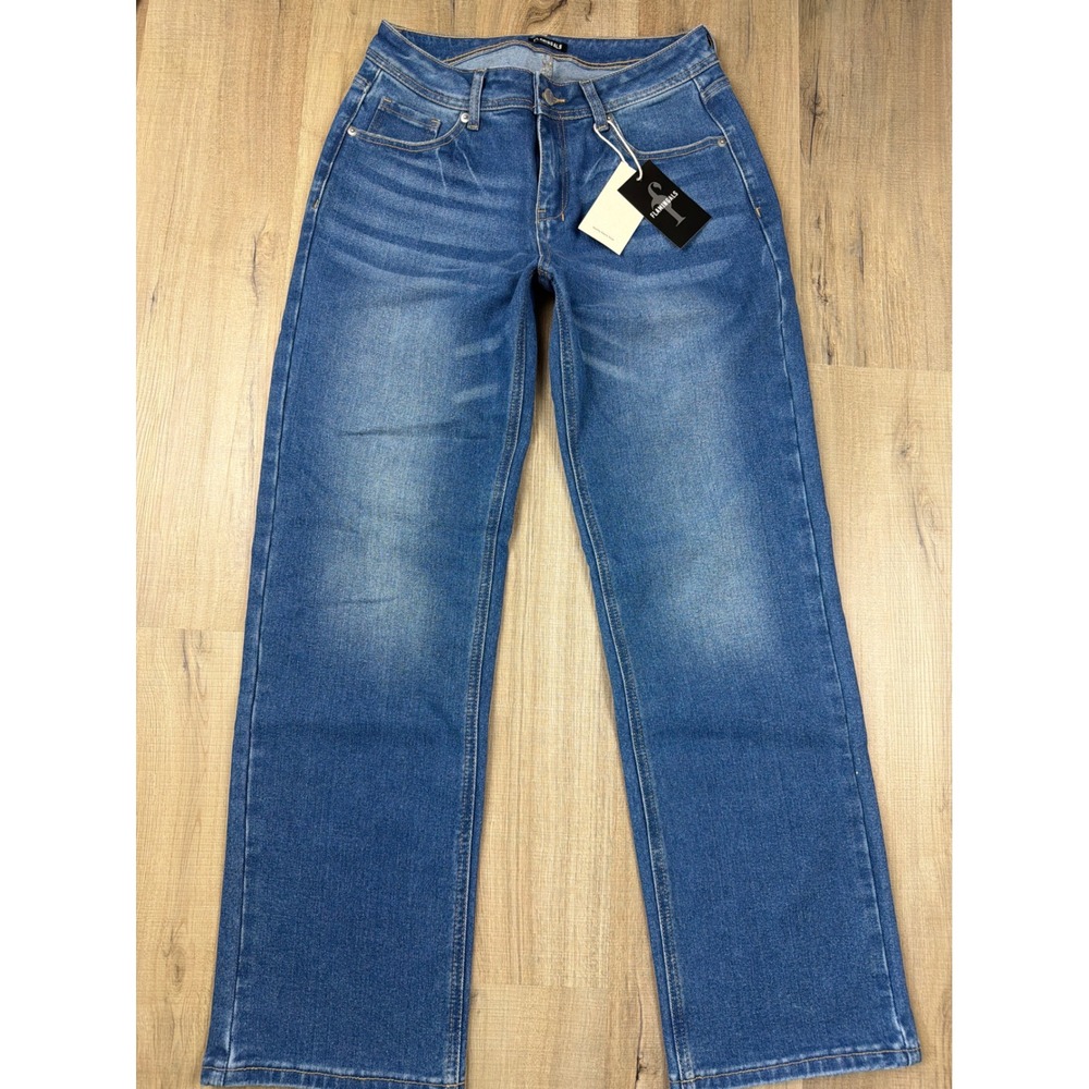 Flamingals Womens Straight Leg Jeans Medium Wash Blue Denim Size M NWT 86773